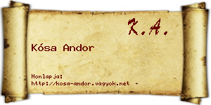 Kósa Andor névjegykártya