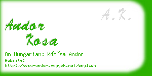 andor kosa business card